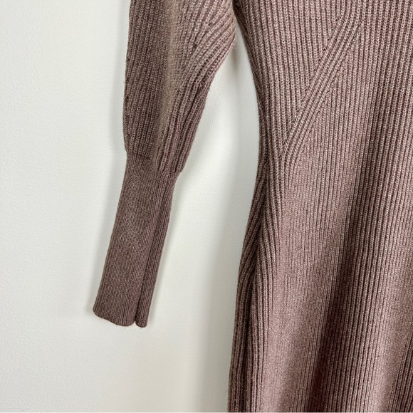Astr Plunge V-neck Long Sleeve Sweater Dress In Mocha - Picture 5 of 7